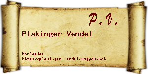 Plakinger Vendel névjegykártya